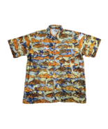 The Days Catch Men&#39;s Fishing Shirt Short Sleeve Vented Fish Print All Ov... - $9.78