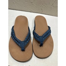 Vionic Tasha Dark Blue Toe Post Sandal Flip Flop Studded Leather Strap W... - $717.44 MXN