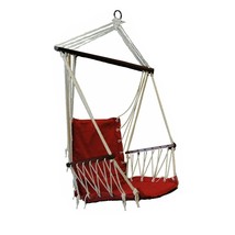 S4O Patio Swing Seat Hanging Hammock Cotton Rope Chair With Cushion Seat... - $44.95