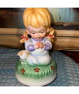 Vintage Fred Roberts Music Box with Little Girl and Her Dog Praying - $16.12 CAD