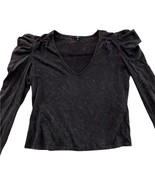 Trendy Shirt Puff Shoulder Long Sleeve T-Shirt V Neck Sz Small - €42,12 EUR