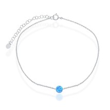 Sterling Silver Blue Opal Disc Anklet - $503.56 MXN