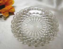 3942 Antique Hocking Glass Waterford Waffle Saucer - $4.00
