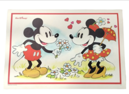 Vintage Disney Mickey and Minnie Mouse Vinyl Placemat Activity Sheet 1980s - £18.43 GBP