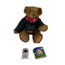 NOS Vermont Teddy Bear Biker Bear w/ Biker Jacket And Red Bandana Gift  READ - £18.36 GBP