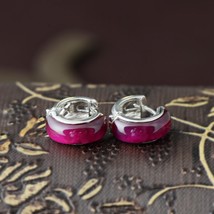 Real 925 Sterling Silver Earrings Ruby Minimalist Elegance Clip Earrings For Wom - £68.35 GBP