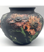 Vintage Tiffin Glass Poppy Vase Raised Hand Painted Flowers Coralene Bla... - $432.16 MXN