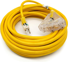 50-Ft 12/3 Heavy Duty 3-Outlet Lighted SJTW Indoor / Outdoor Yellow Exte... - $150.47