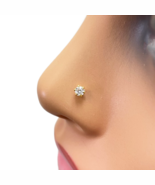 22ct Yellow Gold Six Claw Prong Small Nose Stud/Pin 3mm Length - €62,36 EUR
