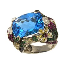 Unique Bright Multi Gemstones Ring in Gold - £2,320.55 GBP
