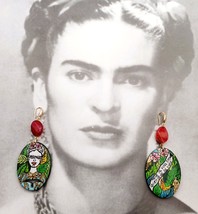 Painted Wood Geometric Earrings inspired by Quotes Frida Kahlo Art Jewelry Gift - £42.64 GBP