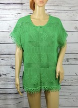 Kate &amp; Mallory Designs Green Mixed Open Knit Lace Pullover Sweater Size L - $15.99