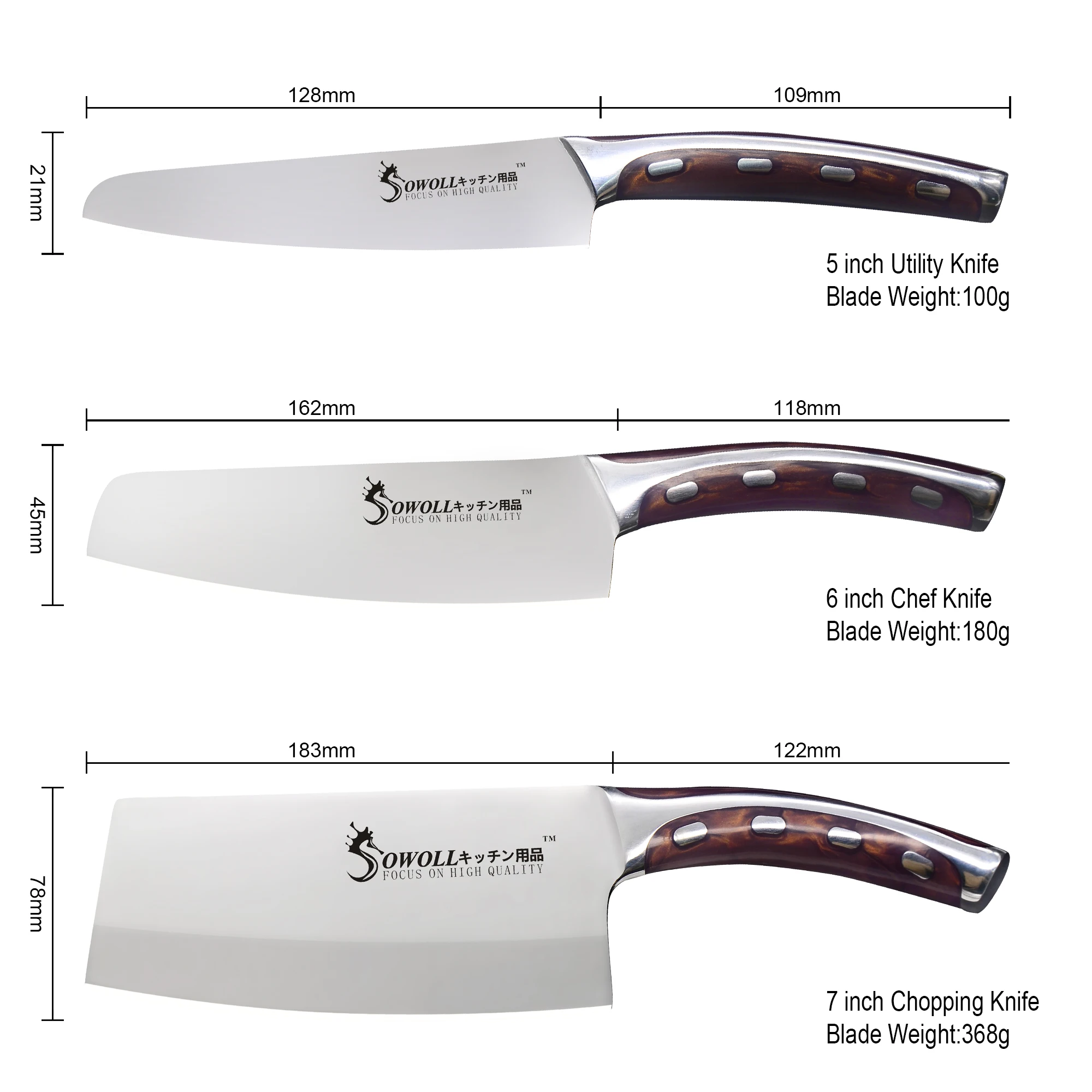 XYj Stainless Steel Kitchen Knives Set Resin Fibre Handle Cutlery Chef  ... - $391.02