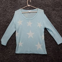 Charming Charlie Sweater Women Small Blue Stars Scoop Neck Lightweight - £9.92 GBP