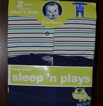 2 Pairs iNFANT Boys Gerber Sleep n Plays  Size-0-3 M  NIP  - $9.79