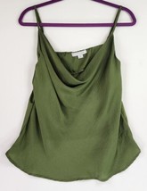 Favlux Fashion Shirt Womens Small Green Satin Draped Preppy Spaghetti Strap Top - £11.07 GBP