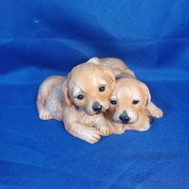 Vintage Homco 1987 Golden Retriever Puppy Dogs Puppies Masterpiece Porcelain - £14.90 GBP
