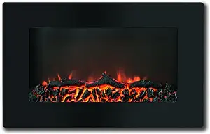Hanover Fireside 30&#39;&#39; Black Wall Mounted Electric Fireplace with Driftwo... - £346.00 GBP
