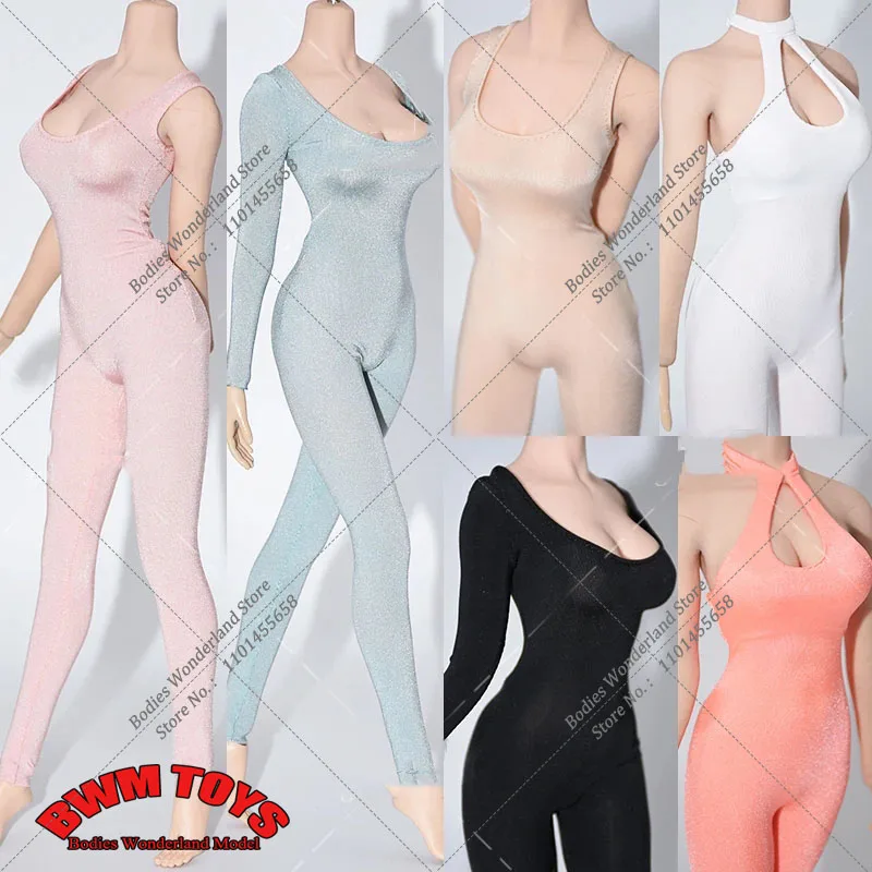 3 Styles 1/6 Scale Female Stretch Ice silk Bodysuit Long Sleeves/Vest/Halter - £20.73 GBP