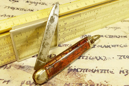 Small Vintage Folding Blade Pocket Knife w/Red Scales Key Ring Loop - Unrestored - £14.78 GBP