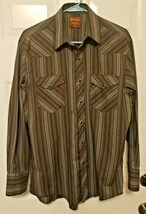 Vintage Rustler Western Cowboy Shirt X-Long Tails 16 32/33 Black Pearl Snaps LS - £10.06 GBP
