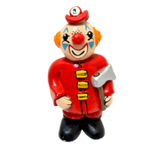 Vintage Bobbee and Ed Hand Painted Ceramic Fireman Clown Figurine 5.5 inch - £12.28 GBP