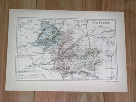 1887 Antique Original Map Of Department Of LOIR-ET-CHER Blois / France - £17.13 GBP