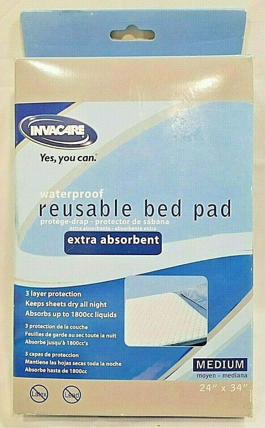 Invacare Medium Waterproof Reusable Bed Pad Extra Absorbent 24" x 34" Home Care - $17.95