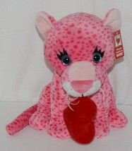 Ganz Brand HV9105 Pink Spotted Plush Chewey Style Leopard With Heart - £14.94 GBP