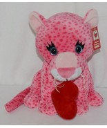Ganz Brand HV9105 Pink Spotted Plush Chewey Style Leopard With Heart - £15.02 GBP
