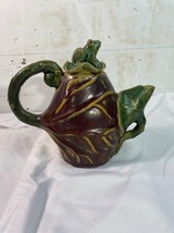 Vintage Majolica Frog and Grape Leaf Small Pitcher Red and Green Frog Pitcher - £15.28 GBP