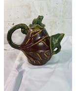 Vintage Majolica Frog and Grape Leaf Small Pitcher Red and Green Frog Pi... - £15.13 GBP