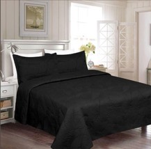 CORA BLACK COLOR SUPER SOFT PLUSH  BEDSPREAD SET 2 PCS TWIN SIZE - $54.44