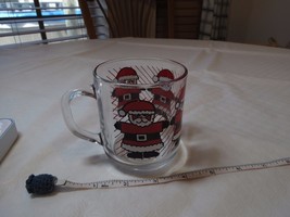 Luminarc France Vintage Christmas Glass Mug Rare Santa Claus Cup Clear Ho Ho Ho - £15.31 GBP