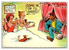 Comic Risque Women In Bed Hold Up The Robber UNP Continental Postcard O21 - $4.90