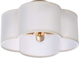 13.77&quot; 4-Light Cream White Fabric Drum Shade Semi-Flush Mount, And Livin... - $1,353.49 MXN