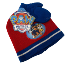 Paw Patrol Kids Hat And Mitten Set By Spin Master One Size Red &amp; Blue New  - £6.97 GBP