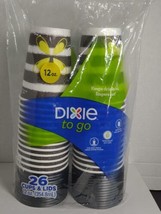 Dixie To Go Disposable Cups and Lids 26 Count 12oz Butterfly Design New (Y) - £17.45 GBP