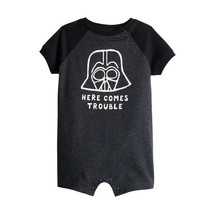 NEW Star Wars Darth Vader Here Comes Trouble Baby Romper Bodysuit sz 6 mo. gray - £7.82 GBP