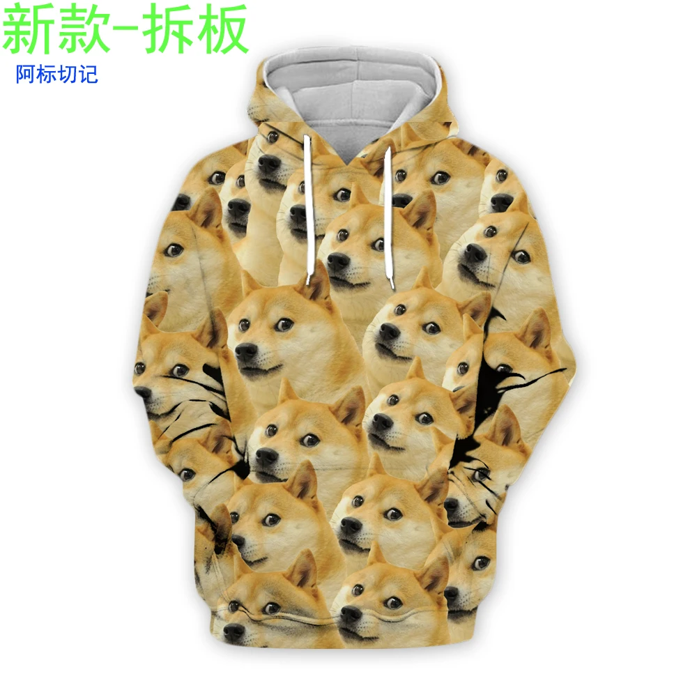 Fashion men 3d hoodies animal funny doge head pullover shiba inu printed sweatshirt zip thumb200