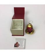 Pier 1 Imports Li Bien Poinsettia Christmas Golden Bell Ornament Used In... - £11.71 GBP