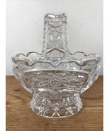 Vintage Clear Glass Quilted Floral Crystal Small Basket Candy Potpourri ... - £29.09 GBP