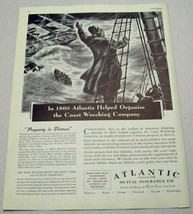 1938 Print Ad Atlantic Mutual Insurance 1860 Coast Wrecking Company Sail... - £10.27 GBP