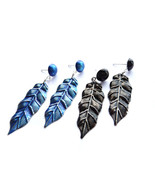 Feather Earrings, Blue Feather Earrings, Black Feather Earrings, Wing Fe... - £15.96 GBP