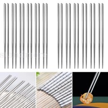 Reusable Chopsticks Japanese Chinese Metal Cutlery Stainless Steel Chop ... - $5.99