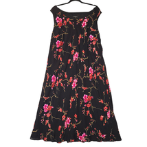 T &amp; Company Woman Midi Shift Dress Sleeveless Black Floral Lined Romanti... - $14.95