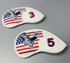 USA Flag And Bald Eagle #5 AND #3 iron Golf Club Covers Red White Blue - $9.17