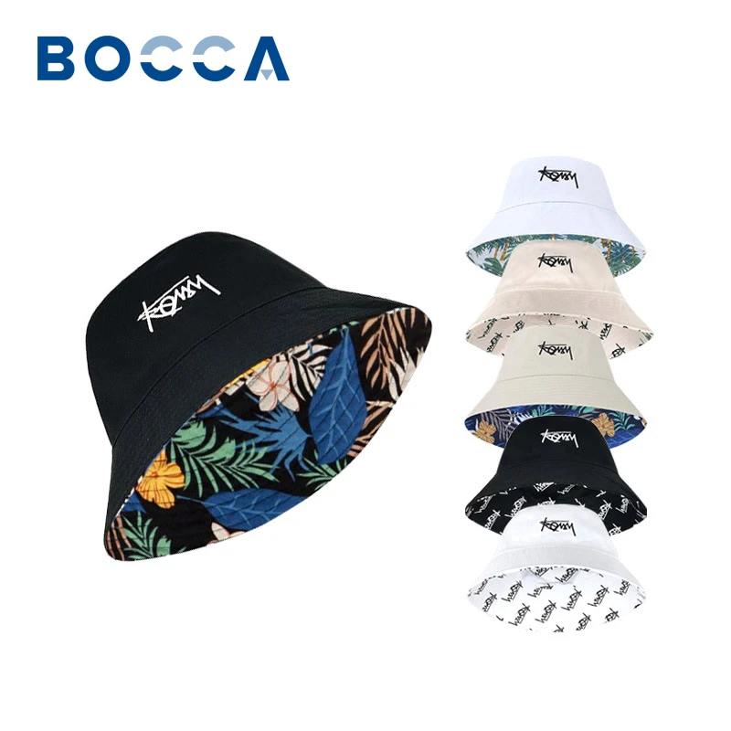 Bocca Big Size 60cm Bucket Hat Reversible Hawaii Hats Double Sides Embroidery - £11.85 GBP+