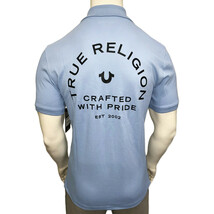 NWT TRUE RELIGION MSRP $69.99 MEN&#39;S SKY BLUE SHORT SLEEVE POLO SHIRT SIZ... - $44.00 CAD