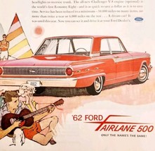 1961 62 Ford Fairlane 500 Advertisement Automobilia Beach Couple Guitar ... - £22.53 GBP